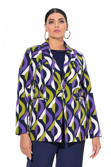 Ulla Popken 842680 Mintás punto di Roma jersey blézer Sötétkék - Blézerek - Blézerek plus size méretben nőknek