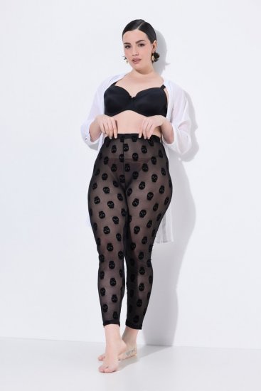 Ulla Popken 842886 Mintás harisnyaleggings Fekete - Harisnyanadrágok & zoknik - 