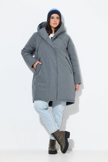 Ulla Popken 842951 Vízálló HYPRAR funkcionális kapucnis kabát Sötétszürke melírozott - Kabátok - Női plus size kabátok