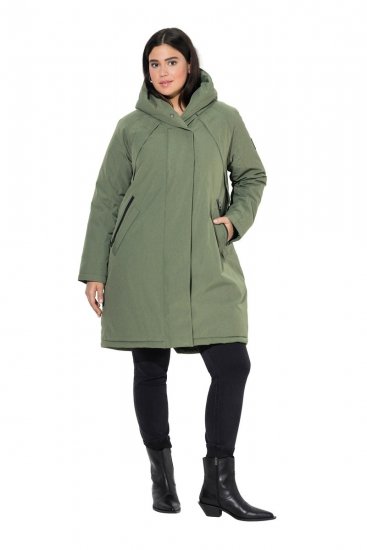 Ulla Popken 842951 Vízálló HYPRAR funkcionális kapucnis kabát Szürkészöld - Kabátok - Női plus size kabátok