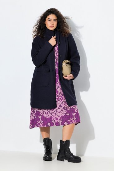 Ulla Popken 843058 Gyapjúkabát Sötétkék - Kabátok - Női plus size kabátok