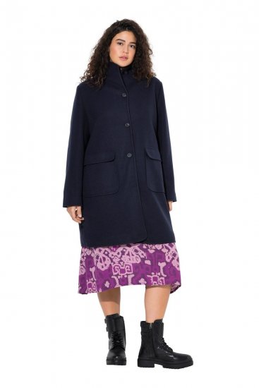 Ulla Popken 843058 Gyapjúkabát Sötétkék - Kabátok - Női plus size kabátok