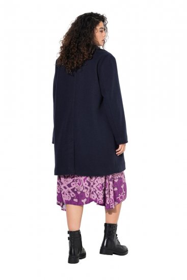 Ulla Popken 843058 Gyapjúkabát Sötétkék - Kabátok - Női plus size kabátok