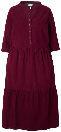 Ulla Popken 843383 Kordbársony ruha háromnegyedes ujjal Borvörös - Maxi ruhák - Női plus size maxiruhák