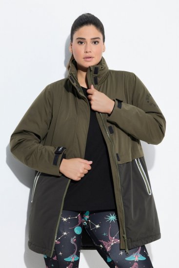 Ulla Popken 843480 Kétszínű HYPRAR funkcionális kapucnis kabát Olívazöld - Kabátok - Női plus size kabátok