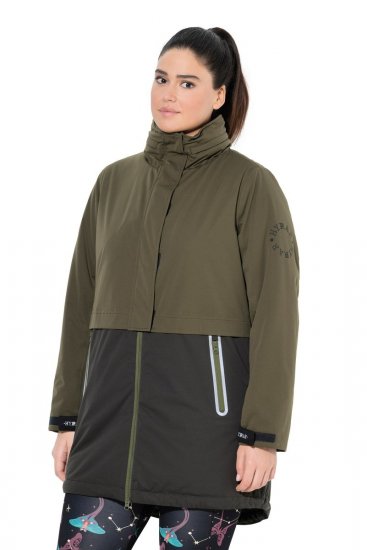 Ulla Popken 843480 Kétszínű HYPRAR funkcionális kapucnis kabát Olívazöld - Kabátok - Női plus size kabátok