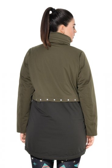 Ulla Popken 843480 Kétszínű HYPRAR funkcionális kapucnis kabát Olívazöld - Kabátok - Női plus size kabátok