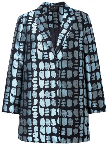 Ulla Popken 843937 Mintás strukturált blézer Sötétkék - Blézerek - Blézerek plus size méretben nőknek