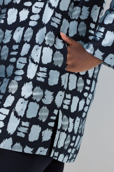 Ulla Popken 843937 Mintás strukturált blézer Sötétkék - Blézerek - Blézerek plus size méretben nőknek