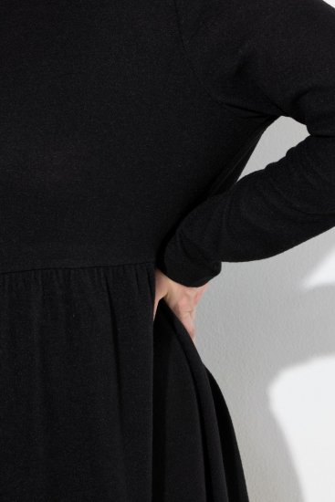 Ulla Popken 844233 Hosszú ujjú kötött ruha Fekete - Kötött ruhák - 