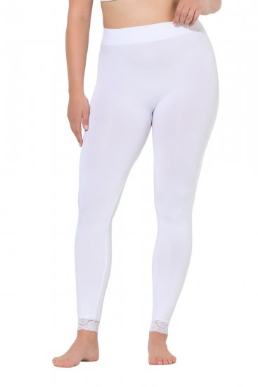Ulla Popken 844563 Harisnyaleggings csipkével Fehér - Harisnyanadrágok & zoknik - 
