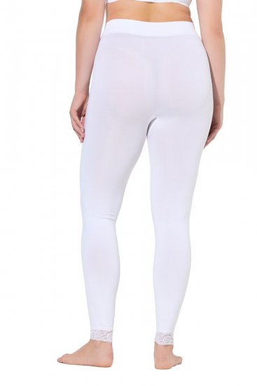 Ulla Popken 844563 Harisnyaleggings csipkével Fehér - Harisnyanadrágok & zoknik - 