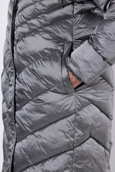Ulla Popken 844764 Fémes fényű steppelt HYPRAR kabát Antracit - Kabátok - Női plus size kabátok
