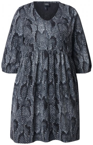 Ulla Popken 844945 Mintás jersey ruha Fekete - Jersey ruhák - 