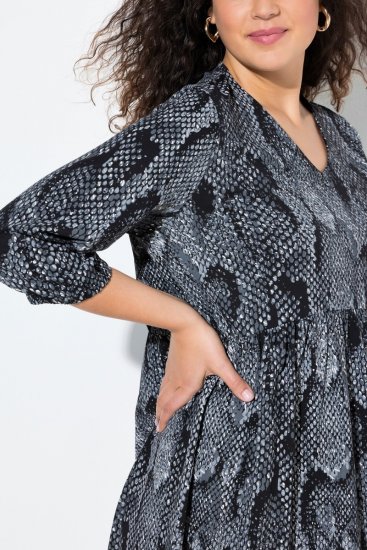 Ulla Popken 844945 Mintás jersey ruha Fekete - Jersey ruhák - 
