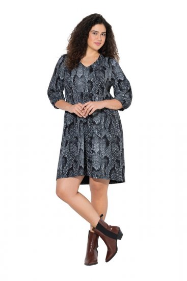 Ulla Popken 844945 Mintás jersey ruha Fekete - Jersey ruhák - 