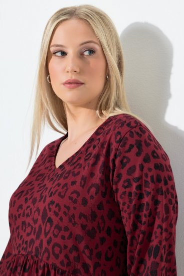Ulla Popken 844945 A-vonalú jersey ruha V-nyakkal Szilva - Jersey ruhák - 