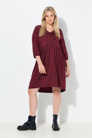 Ulla Popken 844945 A-vonalú jersey ruha V-nyakkal Szilva - Jersey ruhák - 