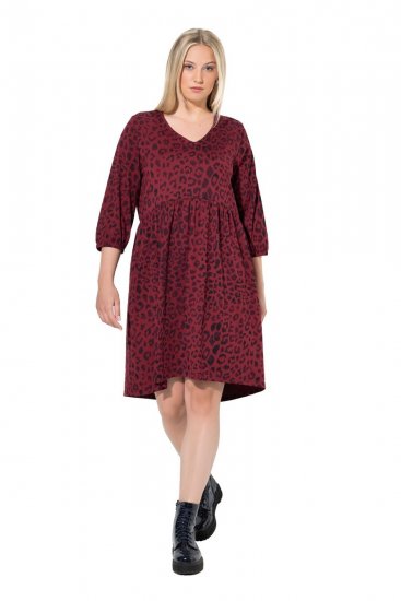 Ulla Popken 844945 A-vonalú jersey ruha V-nyakkal Szilva - Jersey ruhák - 