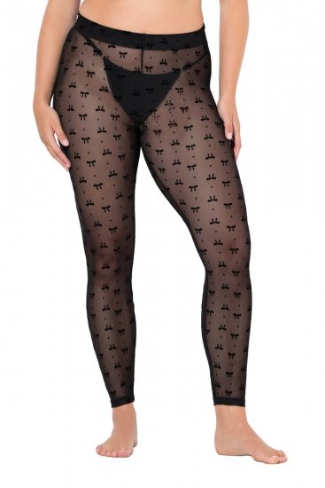 Ulla Popken 844970 Mintás harisnyaleggings Fekete - Harisnyanadrágok & zoknik - 