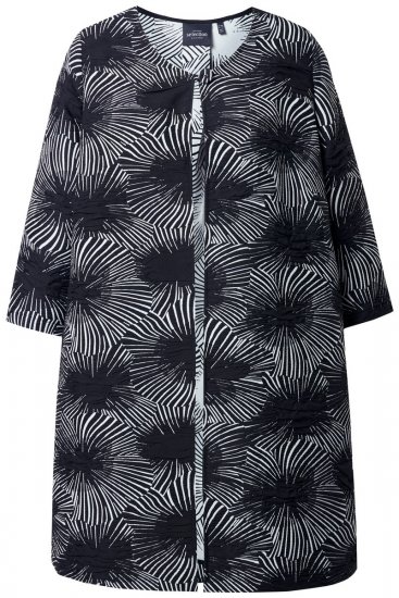 Ulla Popken 844981 Strukturált kerek nyakú blézer Fekete - Blézerek - Blézerek plus size méretben nőknek