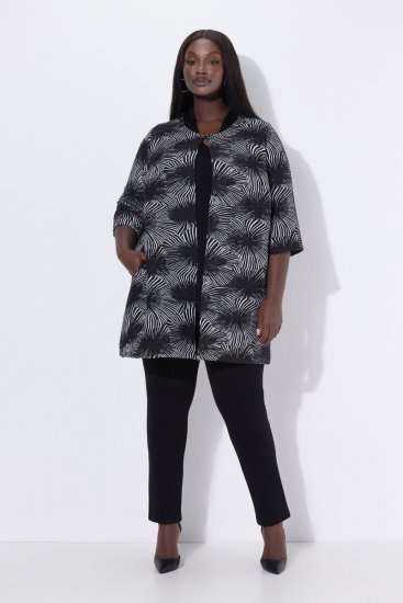 Ulla Popken 844981 Strukturált kerek nyakú blézer Fekete - Blézerek - Blézerek plus size méretben nőknek