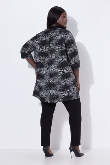 Ulla Popken 844981 Strukturált kerek nyakú blézer Fekete - Blézerek - Blézerek plus size méretben nőknek