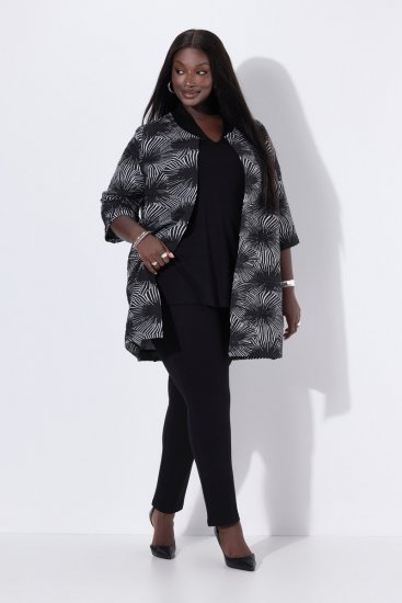 Ulla Popken 844981 Strukturált kerek nyakú blézer Fekete - Blézerek - Blézerek plus size méretben nőknek