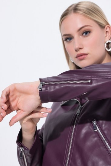 Ulla Popken 845121 Műbőr motoros dzseki Szilva - Dzsekik - Nagy méretű női dzsekik