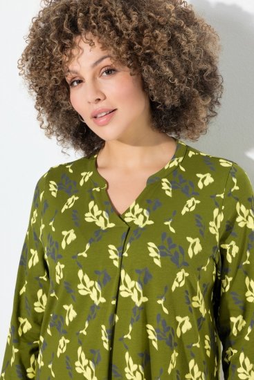 Ulla Popken 845190 Virágos jersey ruha Türkiz - Jersey ruhák - 