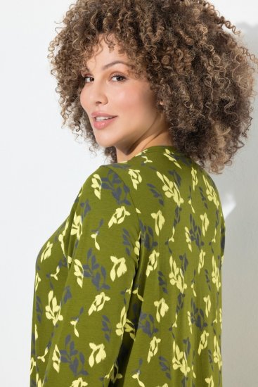 Ulla Popken 845190 Virágos jersey ruha Türkiz - Jersey ruhák - 