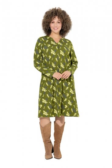 Ulla Popken 845190 Virágos jersey ruha Türkiz - Jersey ruhák - 