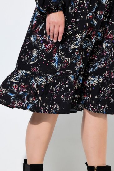 Ulla Popken 845287 Mintás midiruha Fekete - Midi ruhák - Női midiruhák nagy méretben