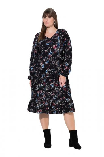 Ulla Popken 845287 Mintás midiruha Fekete - Midi ruhák - Női midiruhák nagy méretben