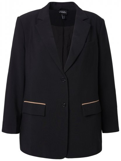 Ulla Popken 845336 Oversize kétgombos sztreccs blézer Fekete - Blézerek - Blézerek plus size méretben nőknek