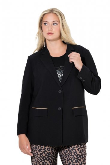 Ulla Popken 845336 Oversize kétgombos sztreccs blézer Fekete - Blézerek - Blézerek plus size méretben nőknek