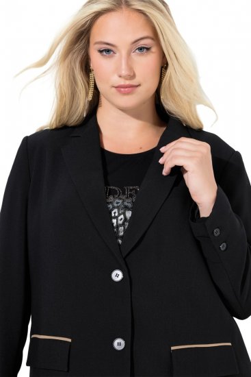 Ulla Popken 845336 Oversize kétgombos sztreccs blézer Fekete - Blézerek - Blézerek plus size méretben nőknek