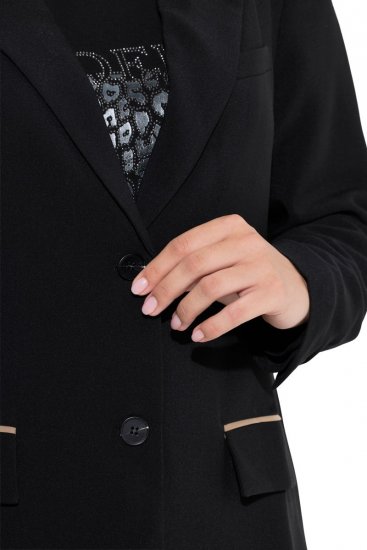 Ulla Popken 845336 Oversize kétgombos sztreccs blézer Fekete - Blézerek - Blézerek plus size méretben nőknek