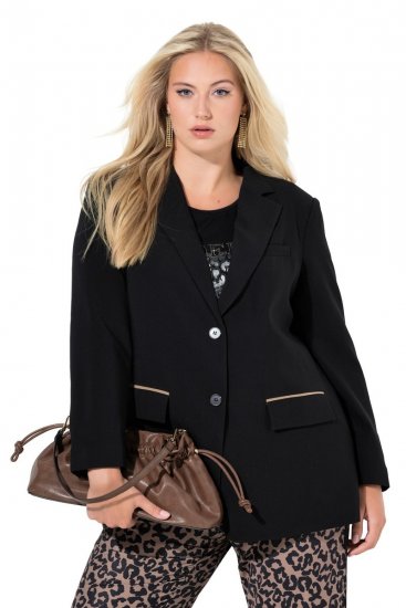 Ulla Popken 845336 Oversize kétgombos sztreccs blézer Fekete - Blézerek - Blézerek plus size méretben nőknek