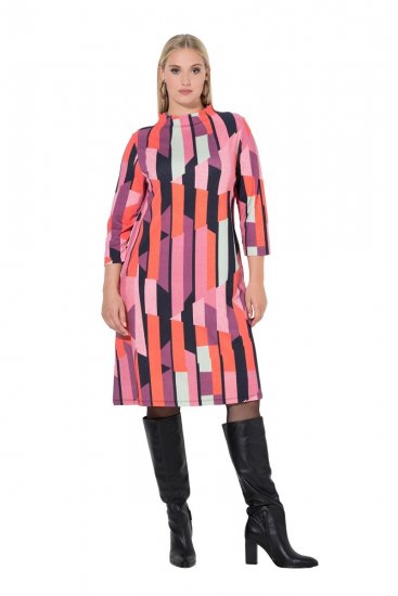 Ulla Popken 845794 Mintás jersey ruha Rózsaszín - Ruhák - Ruhák minden méretben