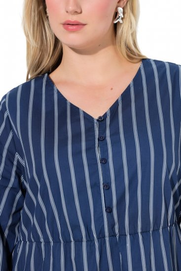 Ulla Popken 845863 Csíkos ruha V-nyakkal Sötétkék - Ruhák - Ruhák minden méretben