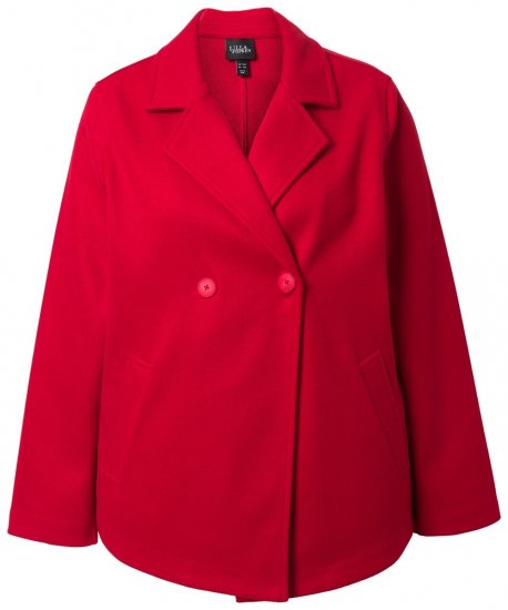 Ulla Popken 846021 Polár kabát Piros - Kabátok - Női plus size kabátok