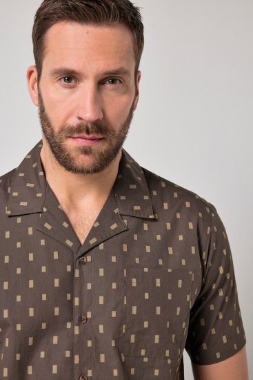 JP1880 Boxy Cuba Short Sleeve Shirt Brown - Ingek - Ingek 2XL-10XL