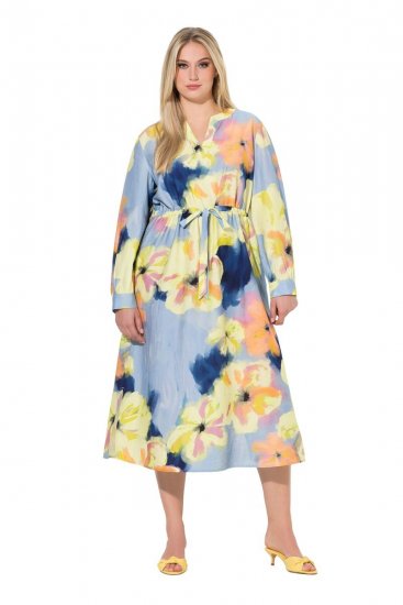 Ulla Popken 846330 Virágos maxiruha Világoskék - Maxi ruhák - Női plus size maxiruhák
