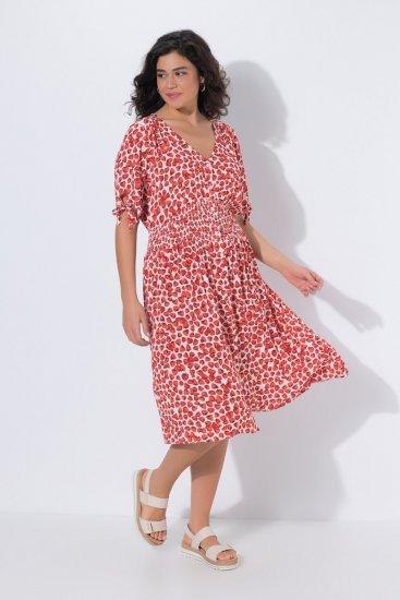 Ulla Popken 846912 Mintás midiruha Korall - Midi ruhák - Női midiruhák nagy méretben