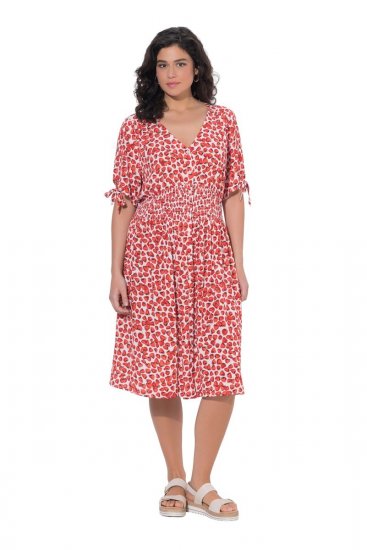 Ulla Popken 846912 Mintás midiruha Korall - Midi ruhák - Női midiruhák nagy méretben
