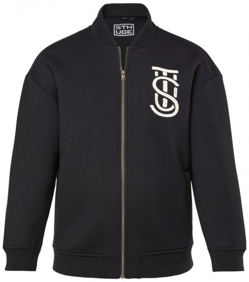 STHUGE 847083 Varsity dzseki scuba anyagból Fekete - Kabátok - Nagyméretű Kabátok - 2XL-8XL