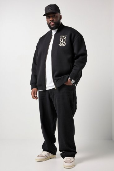 STHUGE 847083 Varsity dzseki scuba anyagból Fekete - Kabátok - Nagyméretű Kabátok - 2XL-8XL