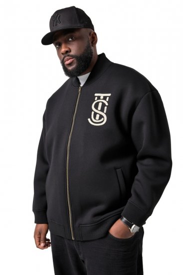 STHUGE 847083 Varsity dzseki scuba anyagból Fekete - Kabátok - Nagyméretű Kabátok - 2XL-8XL