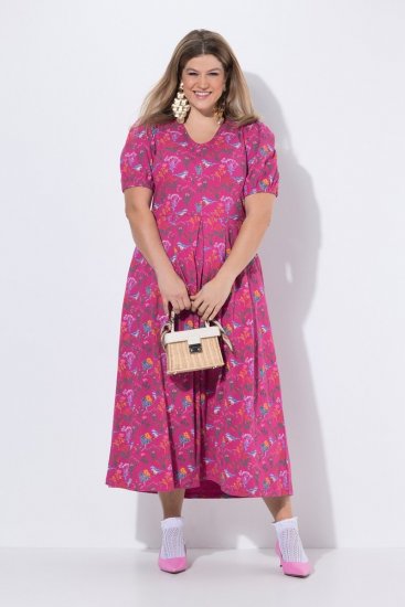Ulla Popken 847409 Mintás maxiruha Bogyópiros - Maxi ruhák - Női plus size maxiruhák